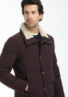 Bordo Regular Fit Dik Yaka Dokuma Mont