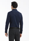 Lacivert Çizgili Slim Fit Uzun Casual %100 Pamuk Gömlek