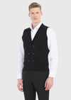 Siyah Regular Fit Kelebek Yaka Casual Örme Triko Yelek