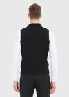 Siyah Regular Fit Kelebek Yaka Casual Örme Triko Yelek