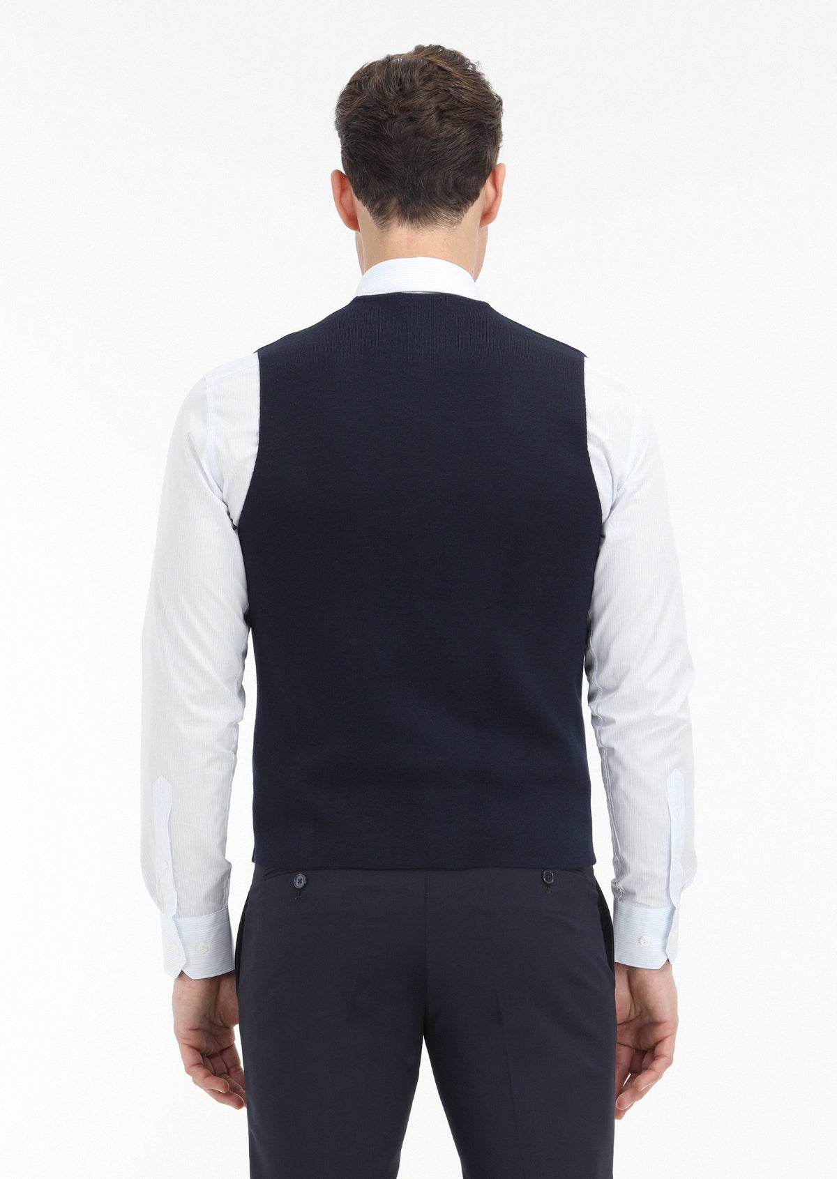 Lacivert Regular Fit V Yaka Casual Örme Triko Yelek