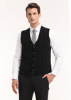 Siyah Regular Fit V Yaka Casual Örme Triko Yelek