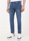 Mavi Düz Slim Fit Denim Pamuk Karışımlı Pantolon