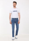 Mavi Düz Slim Fit Denim Pamuk Karışımlı Pantolon