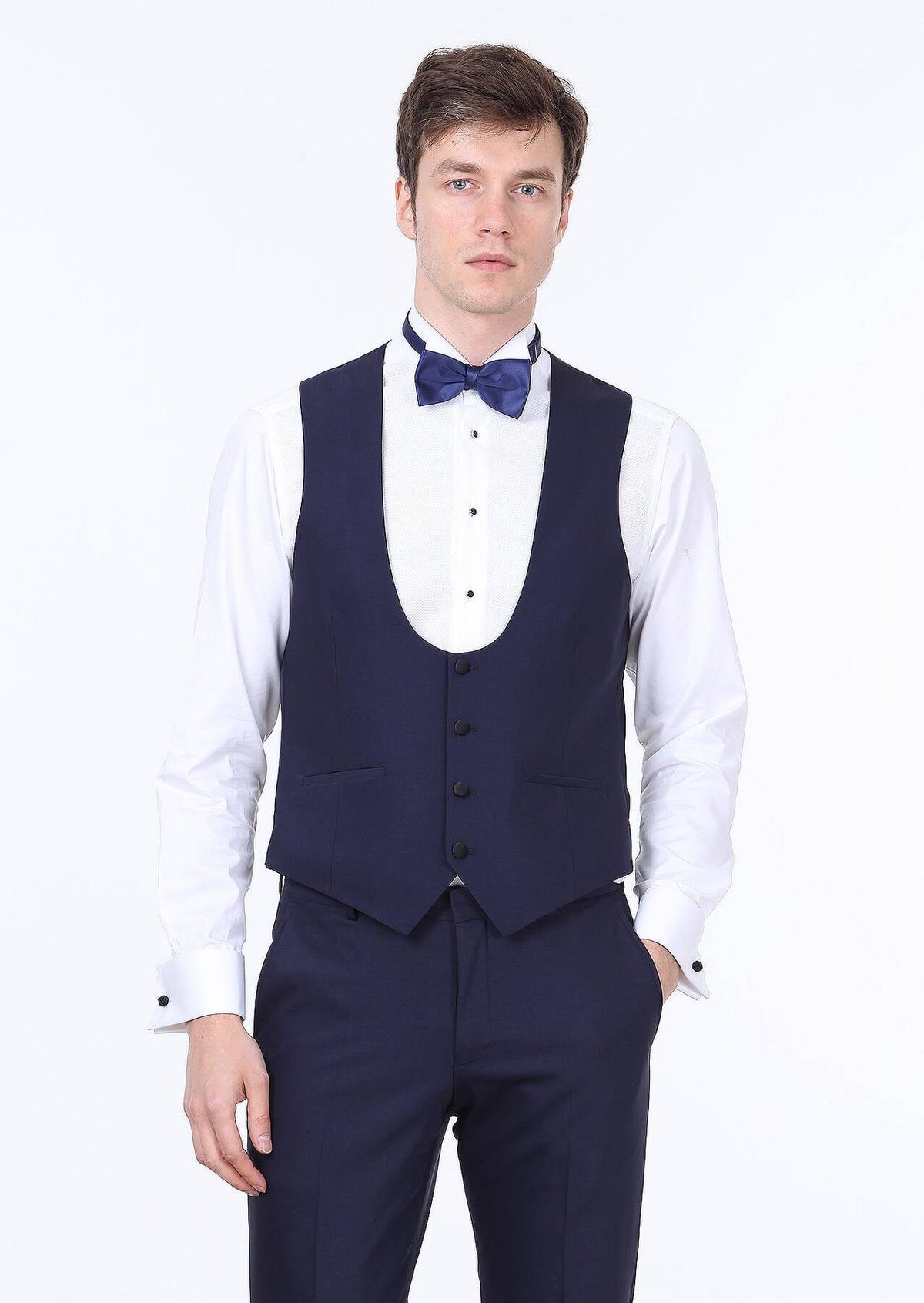 Saks Slim Fit Kelebek Yaka Klasik Yelek