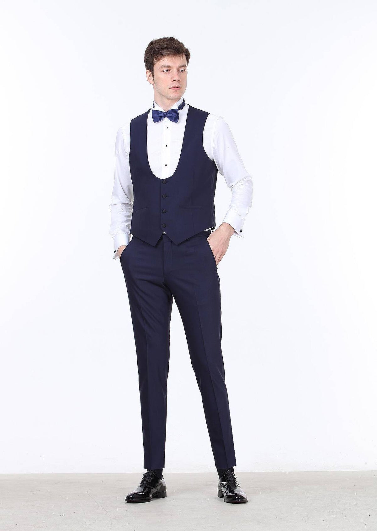 Saks Slim Fit Kelebek Yaka Klasik Yelek