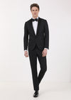 Siyah Mikro Fashion Slim Fit Kruvaze Yaka Dokuma Smokin Takım Elbise