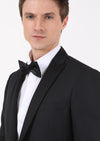 Siyah Mikro Fashion Slim Fit Kruvaze Yaka Dokuma Smokin Takım Elbise