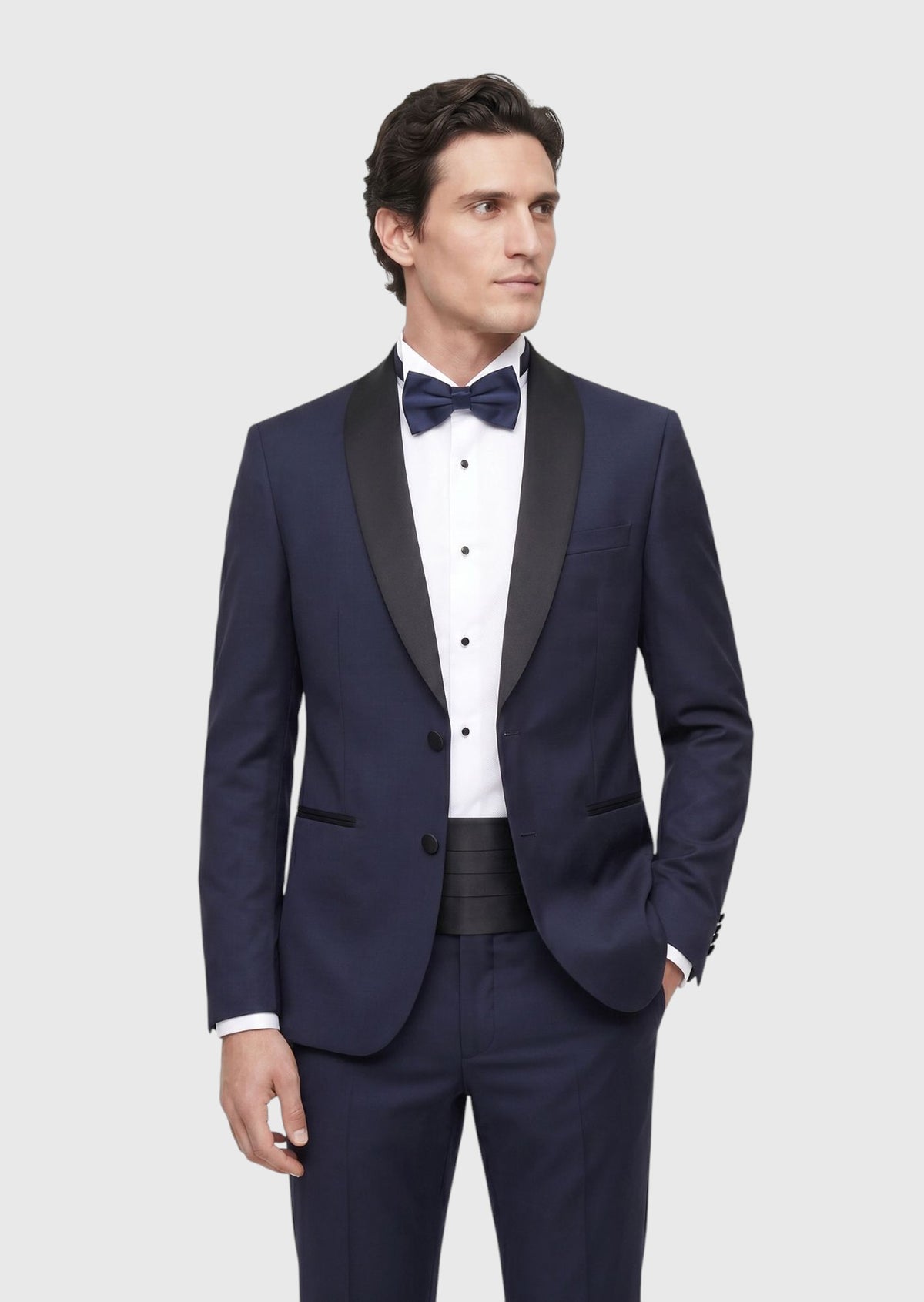 Saks Düz Fashion Slim Fit Kelebek Yaka Dokuma Smokin Takım Elbise