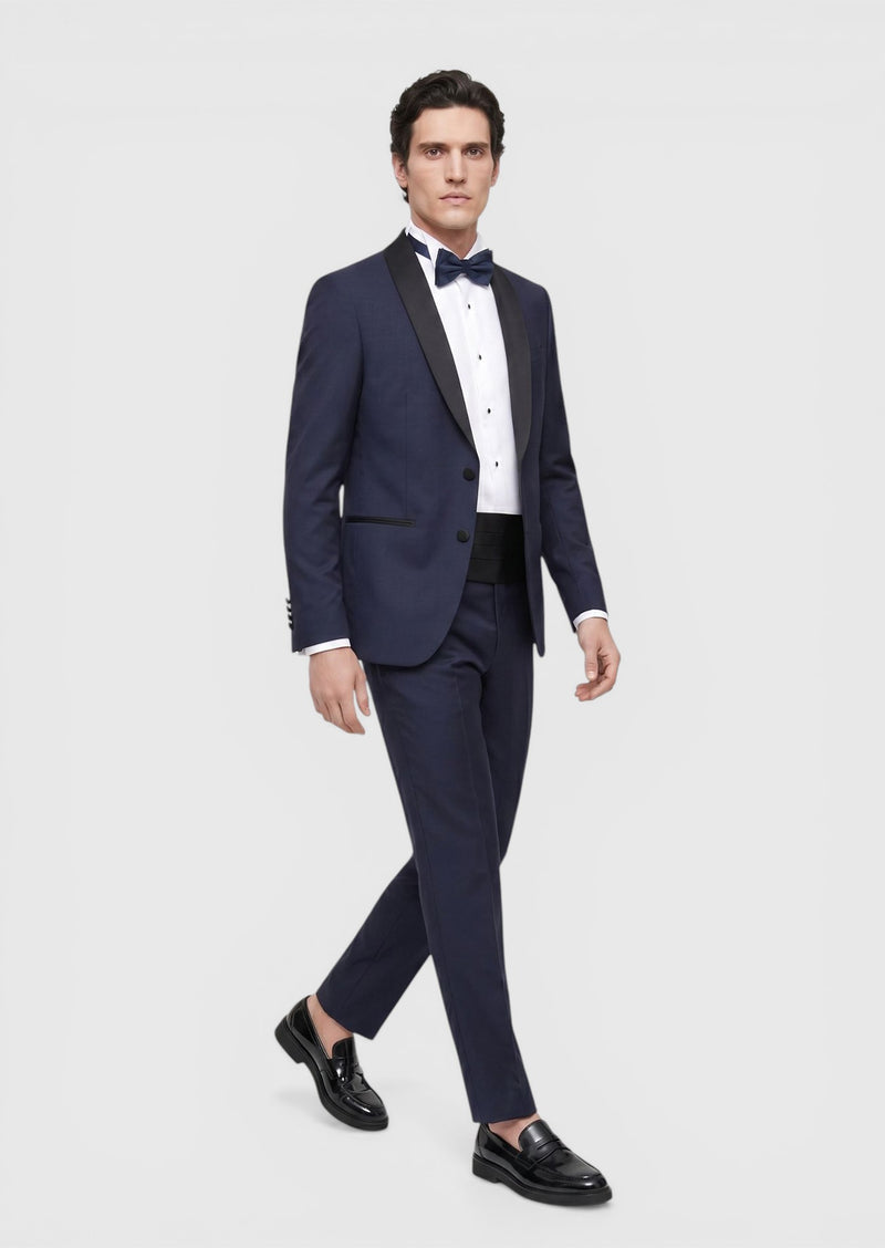 Saks Düz Fashion Slim Fit Kelebek Yaka Dokuma Smokin Takım Elbise