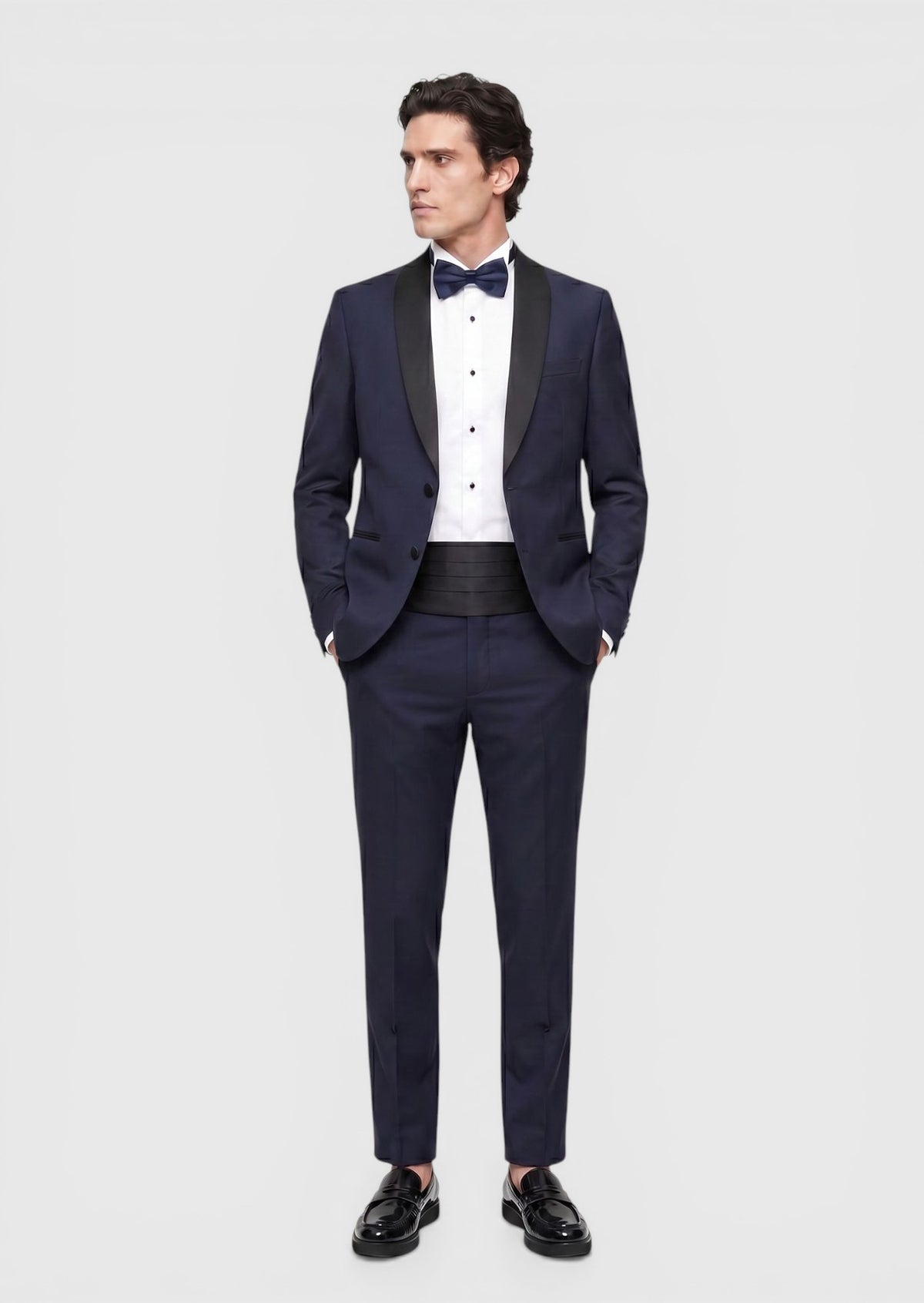 Saks Düz Fashion Slim Fit Kelebek Yaka Dokuma Smokin Takım Elbise