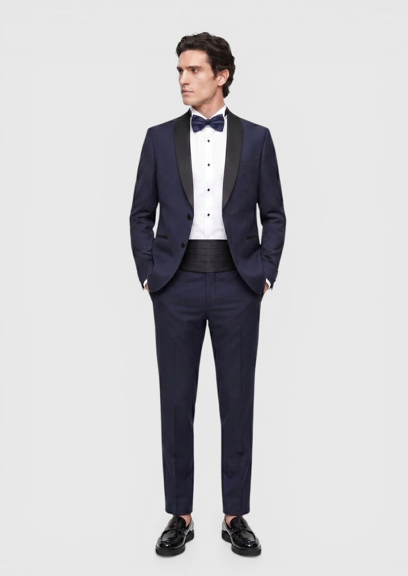 Saks Düz Fashion Slim Fit Kelebek Yaka Dokuma Smokin Takım Elbise