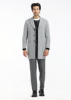 Gri Regular Fit Kruvaze Yaka Casual Örme Palto