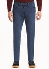 Lacivert Düz Slim Fit Denim Pamuk Karışımlı Pantolon