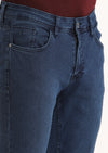 Lacivert Düz Slim Fit Denim Pamuk Karışımlı Pantolon