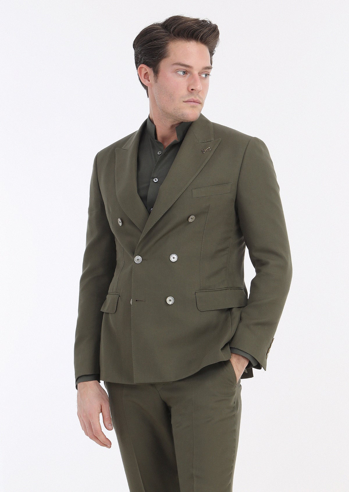 Haki Düz Zeroweight Slim Fit Takım Elbise