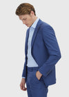Mavi Çizgili Modern Fit %100 Yün Takım Elbise