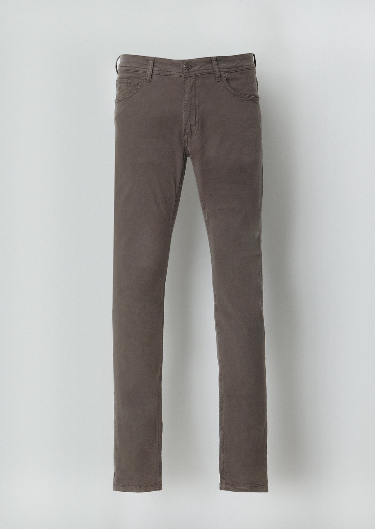 Kahverengi Düz Dokuma Slim Fit Casual Pamuk Karışımlı Pantolon