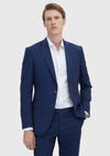 Lacivert Çizgili Modern Fit %100 Yün Takım Elbise