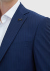 Lacivert Çizgili Modern Fit %100 Yün Takım Elbise
