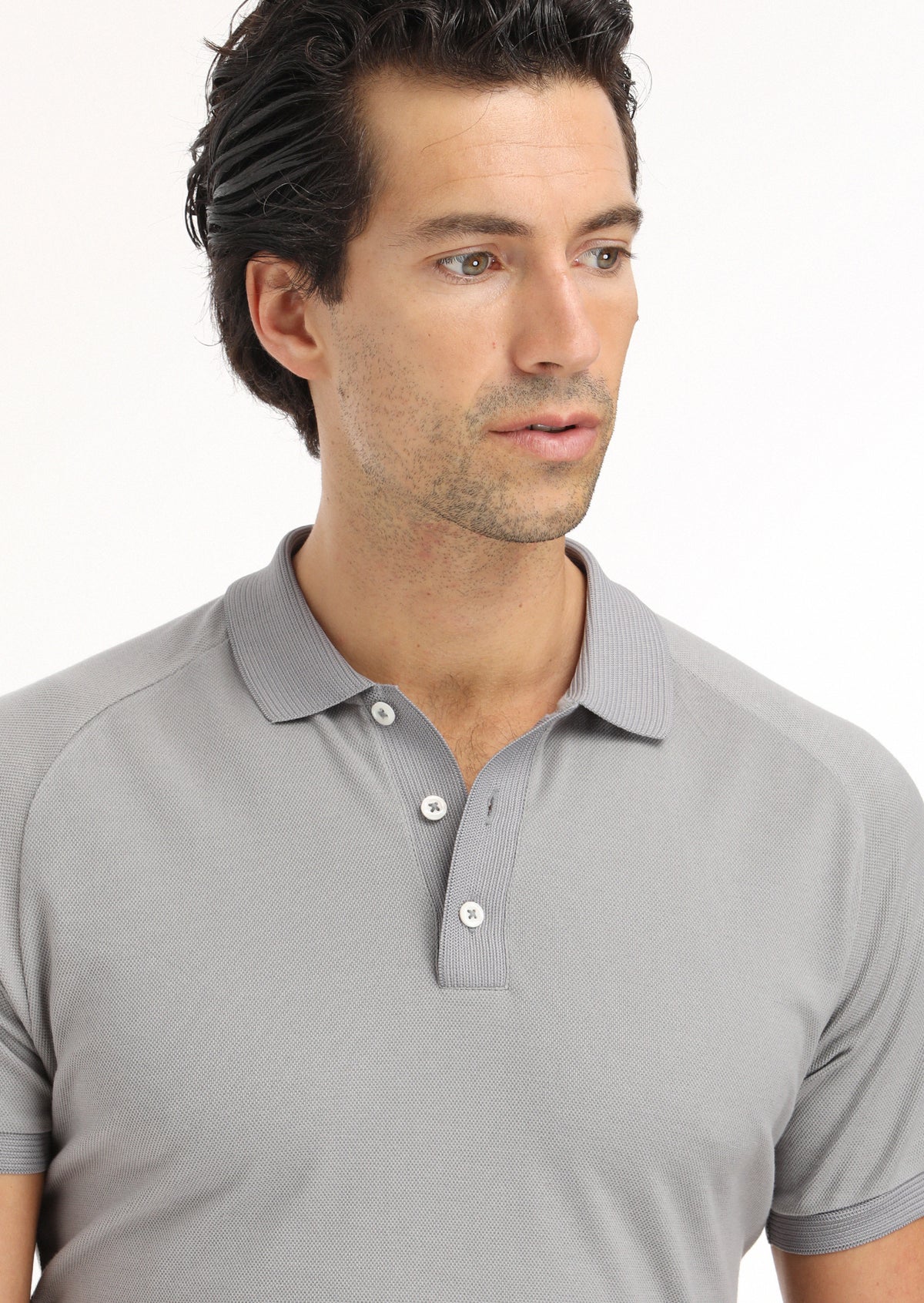 Gri Jakarlı Polo Yaka %100 Pamuk T-Shirt