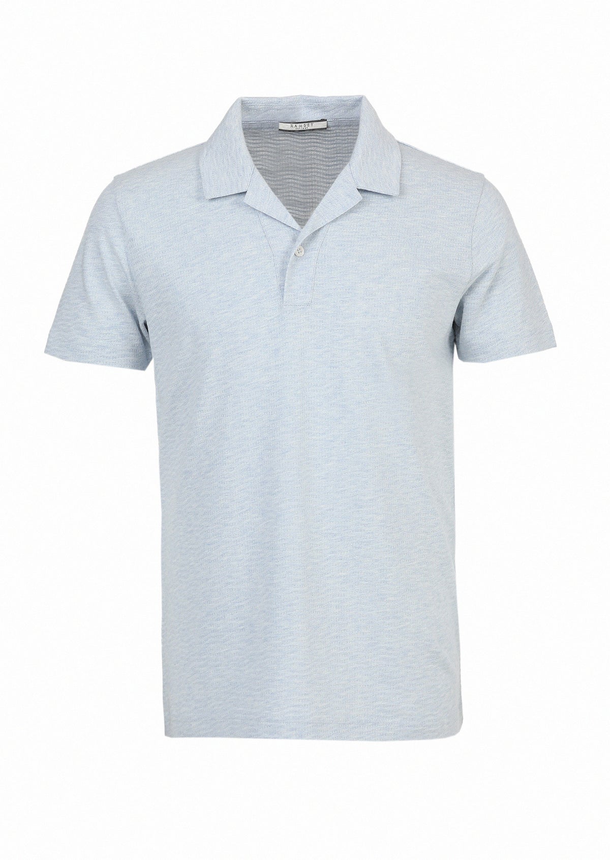 Açık Mavi Jakarlı Küba Yaka %100 Pamuk T-Shirt