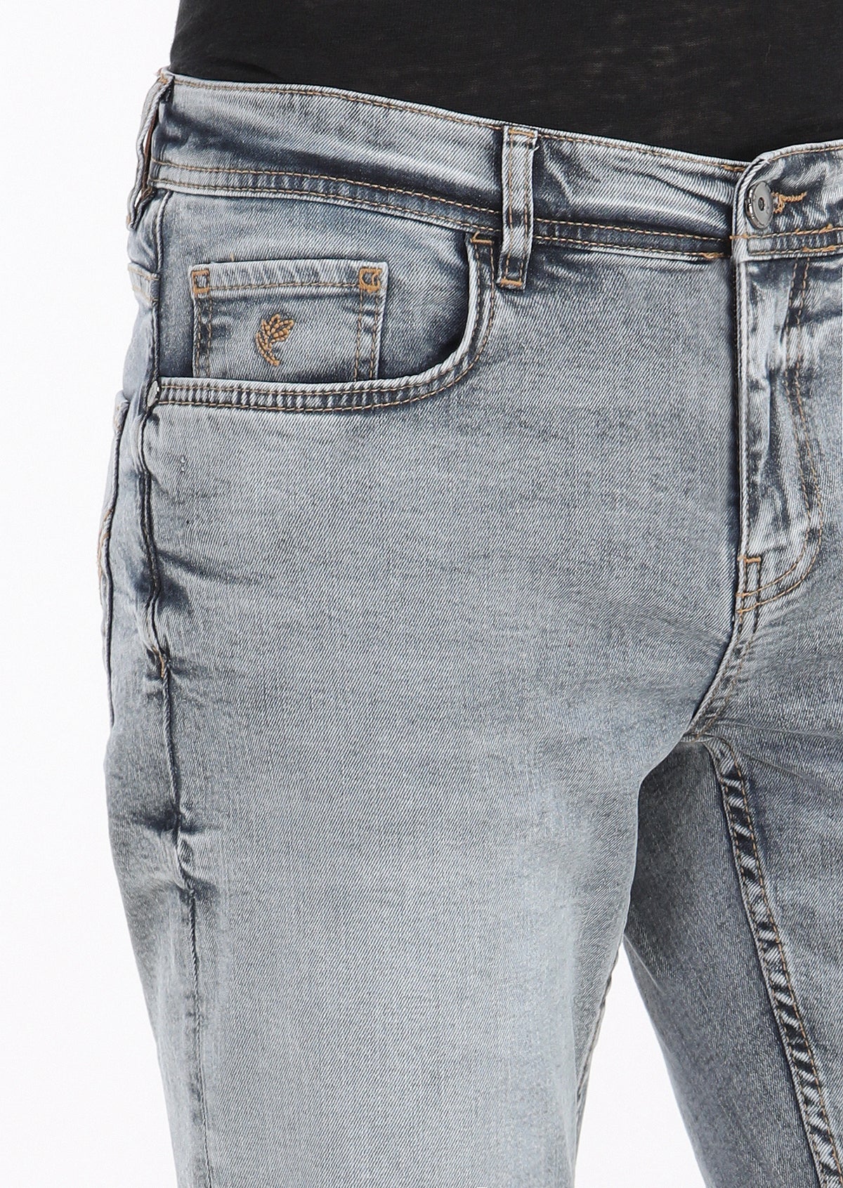 Mavi Düz Slim Fit Denim Pamuk Karışımlı Pantolon