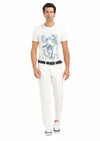 Ekru Düz Slim Fit Denim %100 Pamuk Pantolon