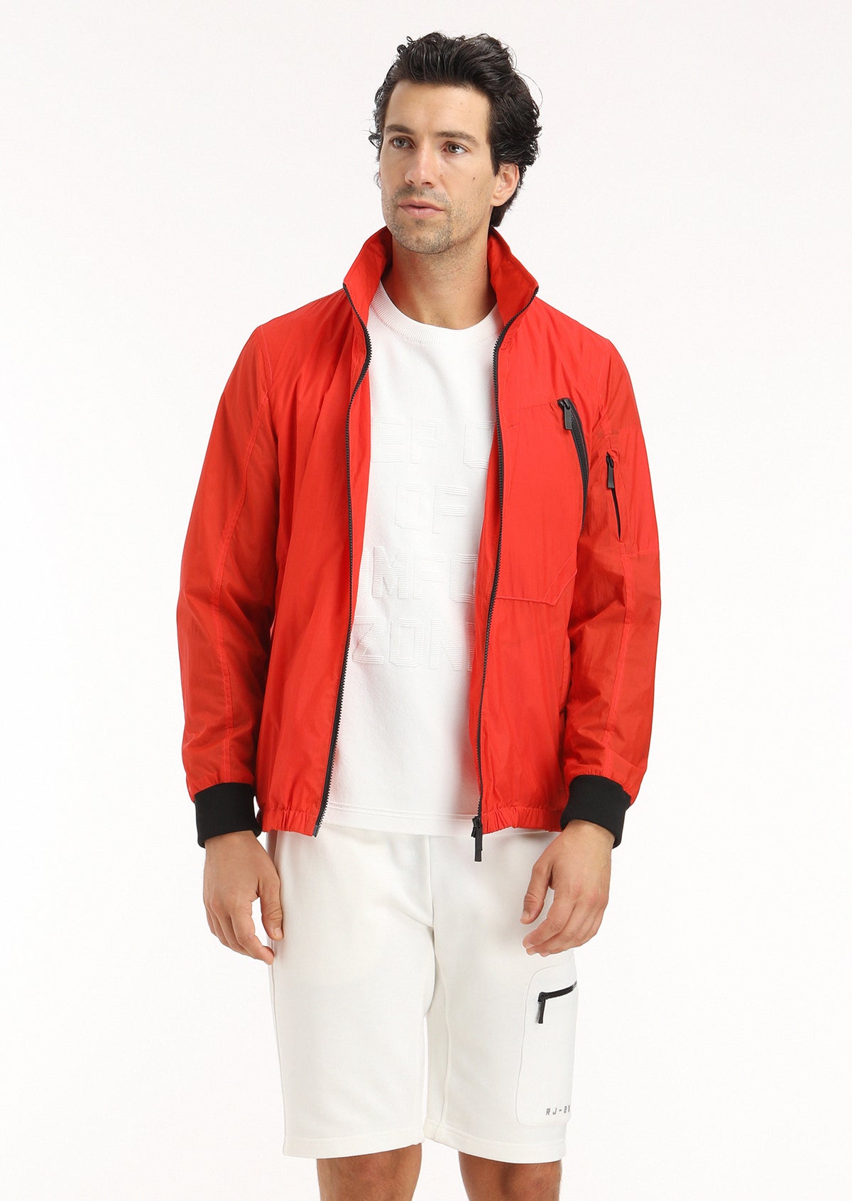 Turuncu Regular Fit Dik Yaka Denim Dokuma Mont