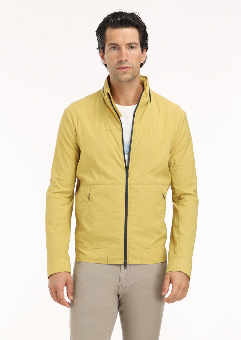 Sarı Regular Fit Dik Yaka Casual Dokuma Mont