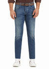 İndigo Düz Slim Fit Denim Pamuk Karışımlı Pantolon