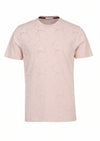 Pembe Baskılı Bisiklet Yaka %100 Pamuk T-Shirt