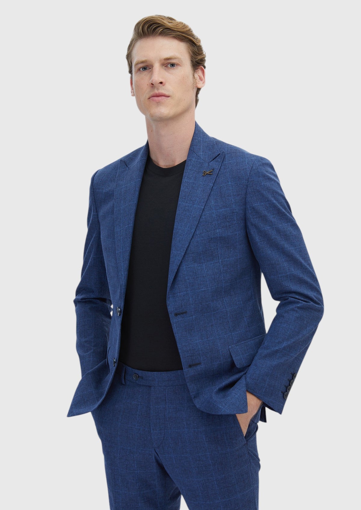 Saks Kareli Zeroweight Slim Fit İpek Karışımlı Takım Elbise