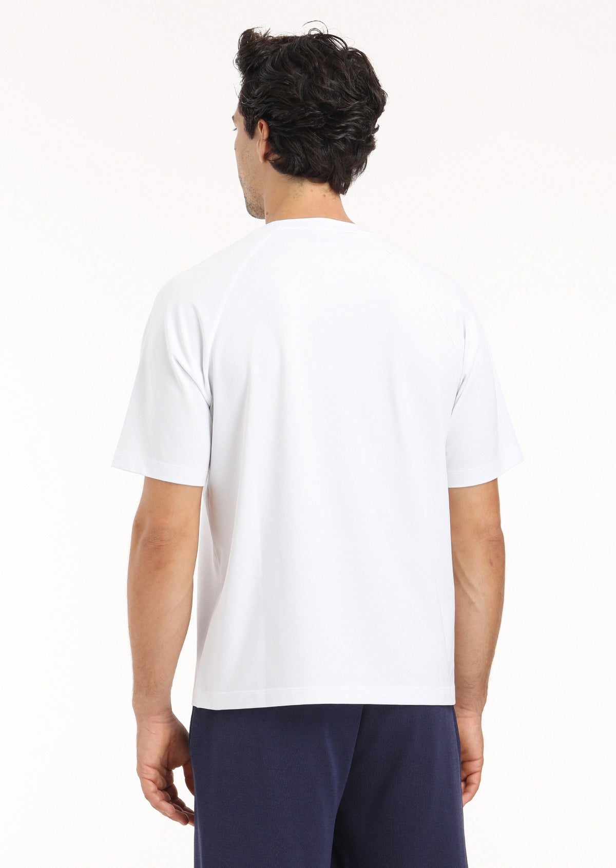 Beyaz Düz Bisiklet Yaka %100 Pamuk T-Shirt