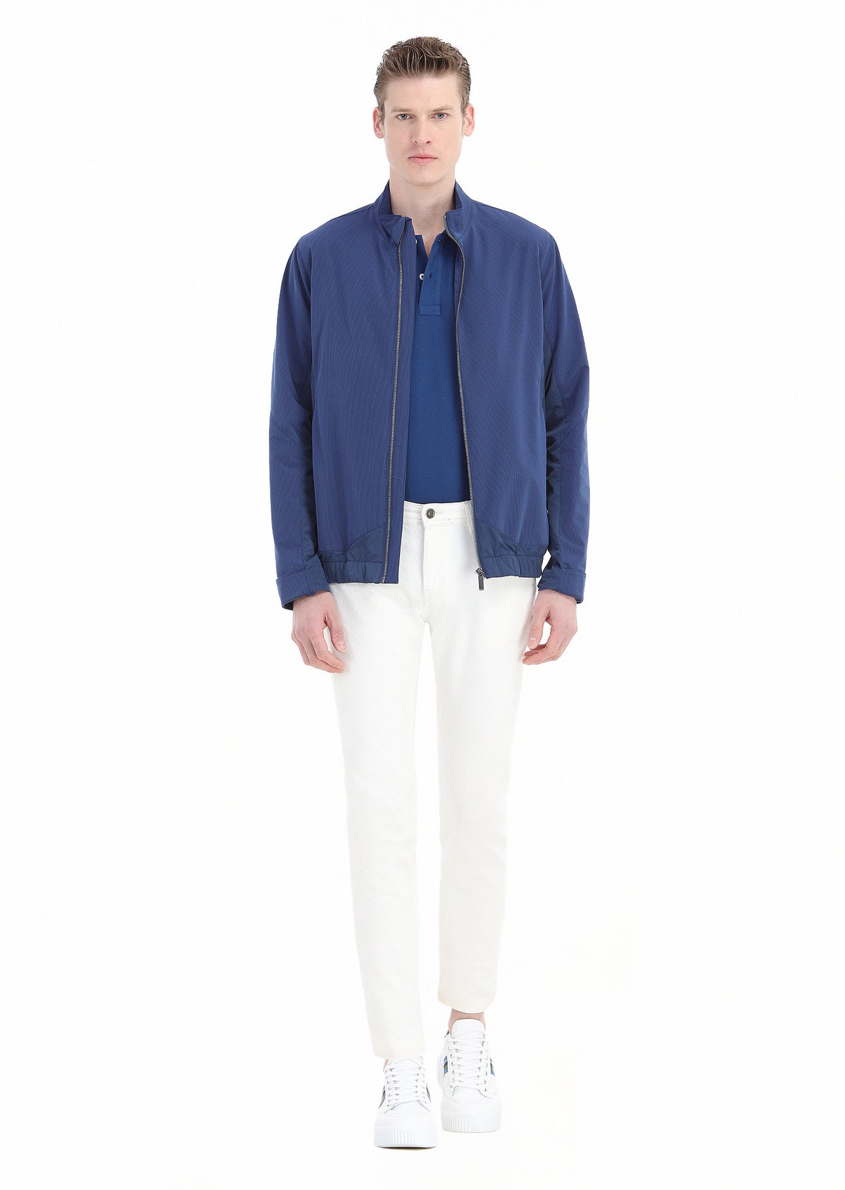 Saks Regular Fit Dik Yaka Dokuma Mont