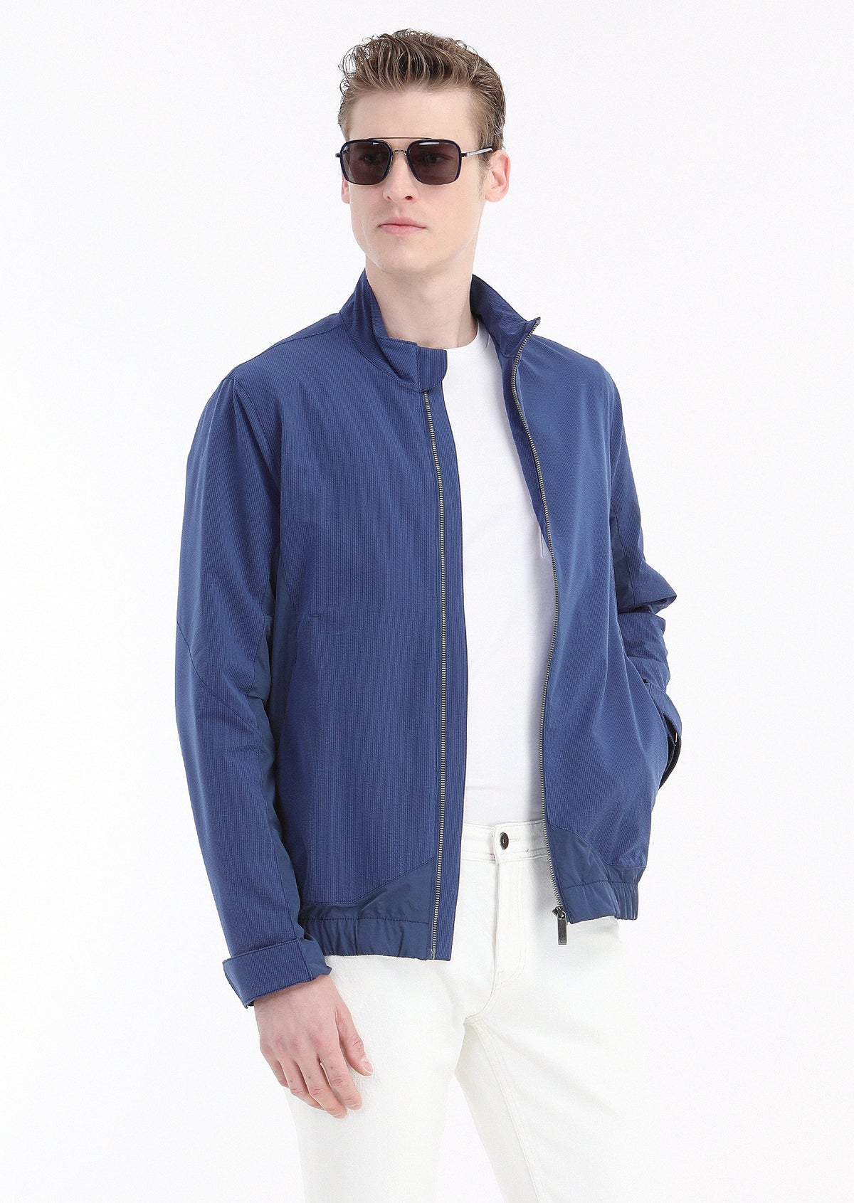 Saks Regular Fit Dik Yaka Casual Dokuma Mont