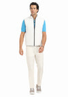 Ekru Regular Fit Dik Yaka Casual Dokuma Spor Yelek