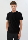 Siyah Fitilli Bisiklet Yaka %100 Pamuk T-Shirt