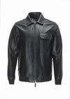 Siyah Regular Fit Gömlek Yaka Casual Deri Deri Mont