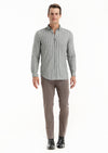 Haki Baskılı Regular Fit Uzun Dokuma Casual %100 Pamuk Gömlek