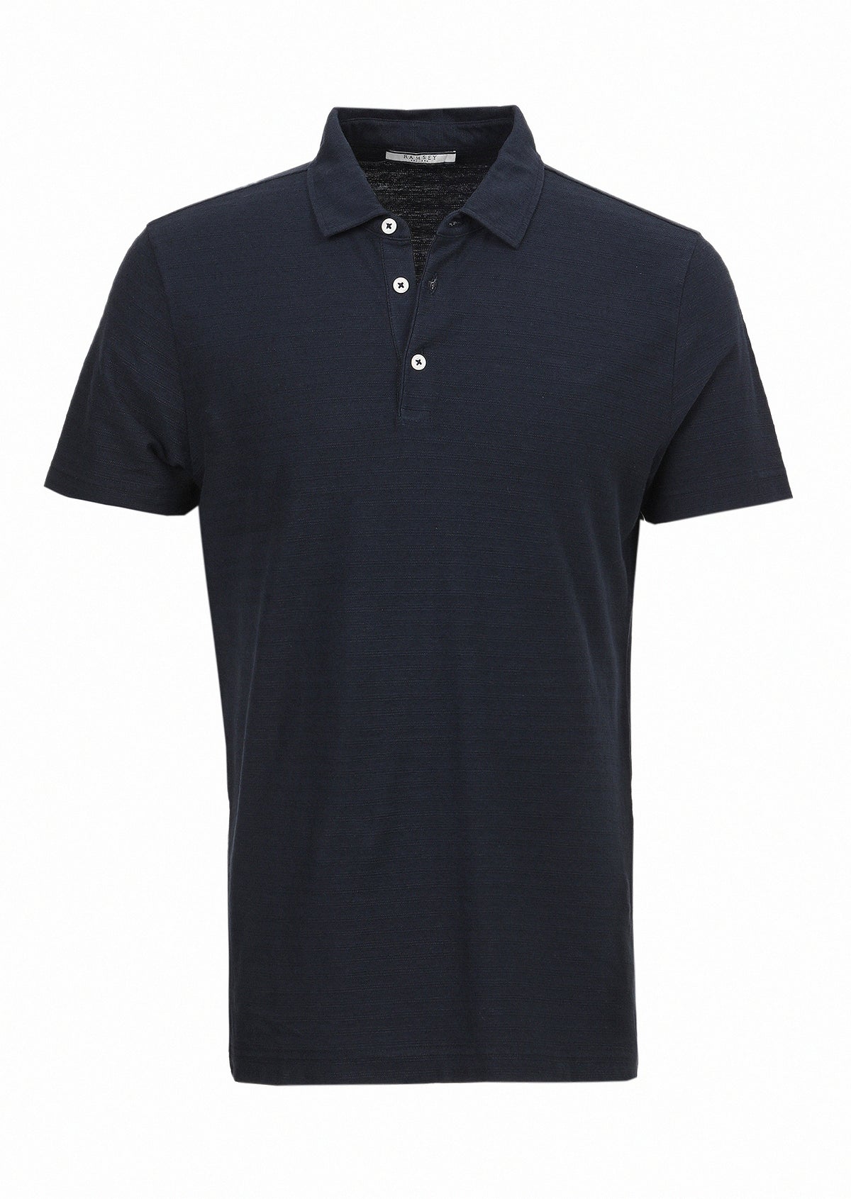 Lacivert Jakarlı Polo Yaka Pamuk Karışımlı T-Shirt