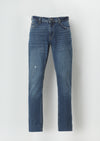 İndigo Düz Slim Fit Denim Pamuk Karışımlı Pantolon