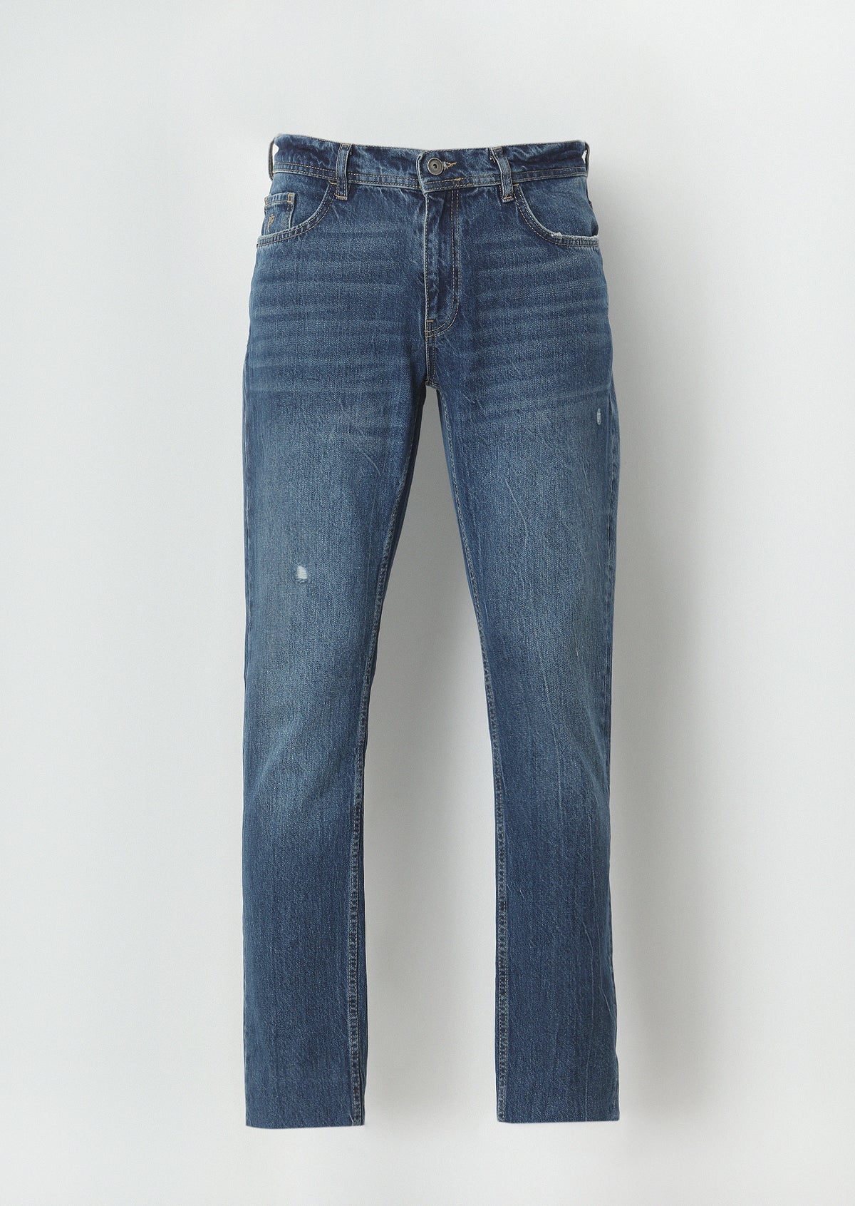 İndigo Düz Slim Fit Denim Pamuk Karışımlı Pantolon