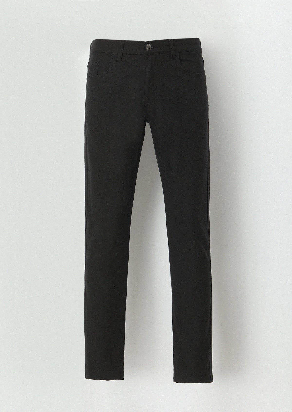 Siyah Düz Dokuma Slim Fit Casual Pamuk Karışımlı Pantolon