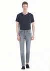 Gri Düz Slim Fit Denim Pamuk Karışımlı Pantolon