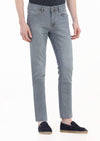 Gri Düz Slim Fit Denim Pamuk Karışımlı Pantolon