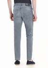 Gri Düz Slim Fit Denim Pamuk Karışımlı Pantolon