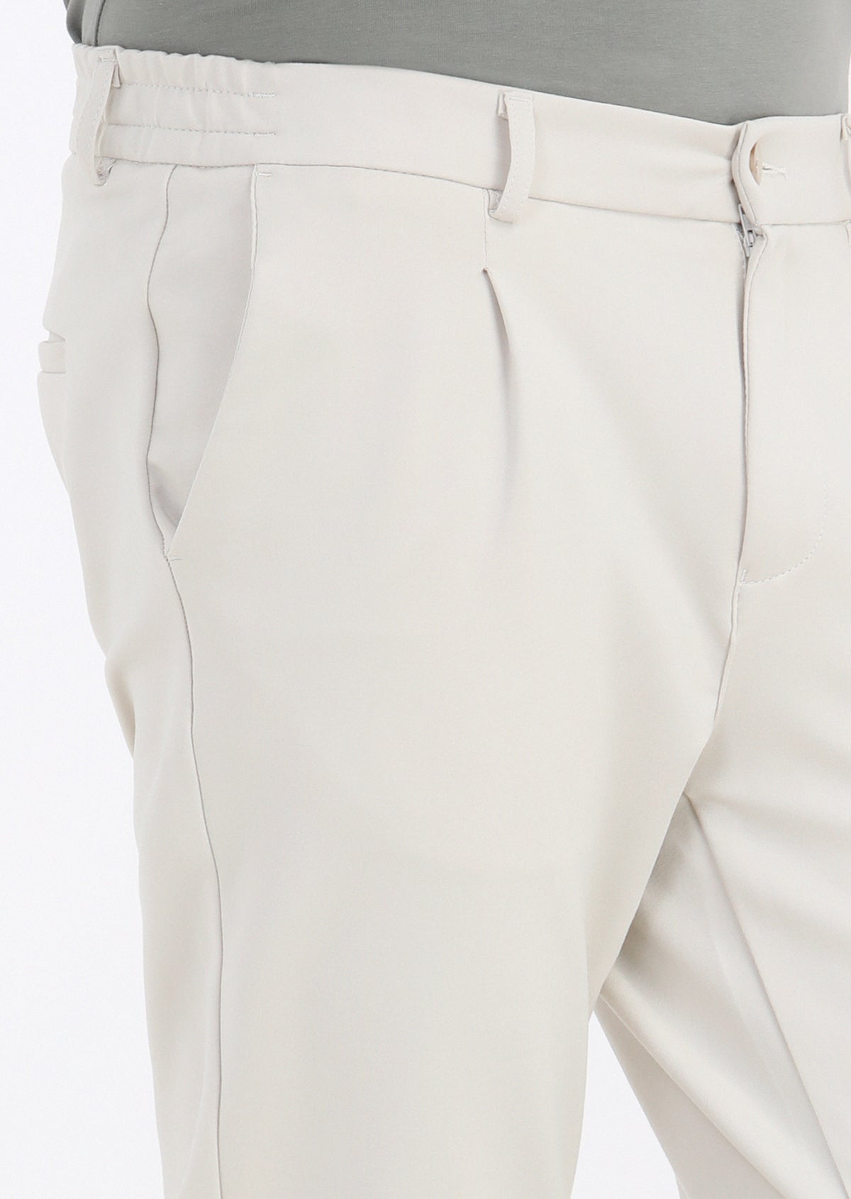 Bej Düz Örme Jogging Fit Casual Pantolon