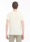 Sarı Düz Bisiklet Yaka %100 Keten T-Shirt