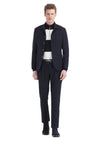 Lacivert Düz Shirt Shoulder Slim Fit Yün Karışımlı Ceket